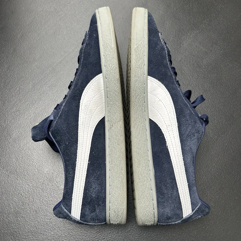 PUMA Suede Men's Size 14 Classic Pastime Navy Blue & White Suede Low Top Lace Up